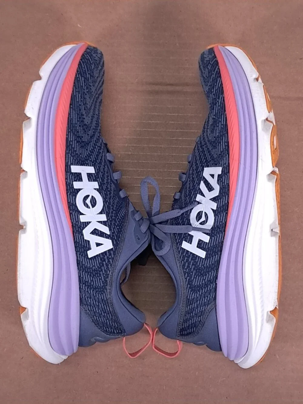Hoka Gaviota 5 Shoes Women 9.5 B Anchor / Grapefruit Athletic Running Sneakers - Picture 3 of 16